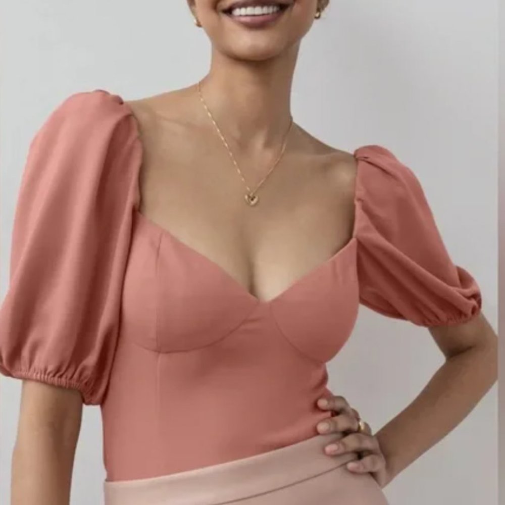 Aritzia Wilfred Novella Short sleeve Blouse Ashy Rose Pink Size Small